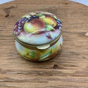 Ayshford Staffordshire Vintage Fine Bone China Autumn Fruit Design Trinket Box